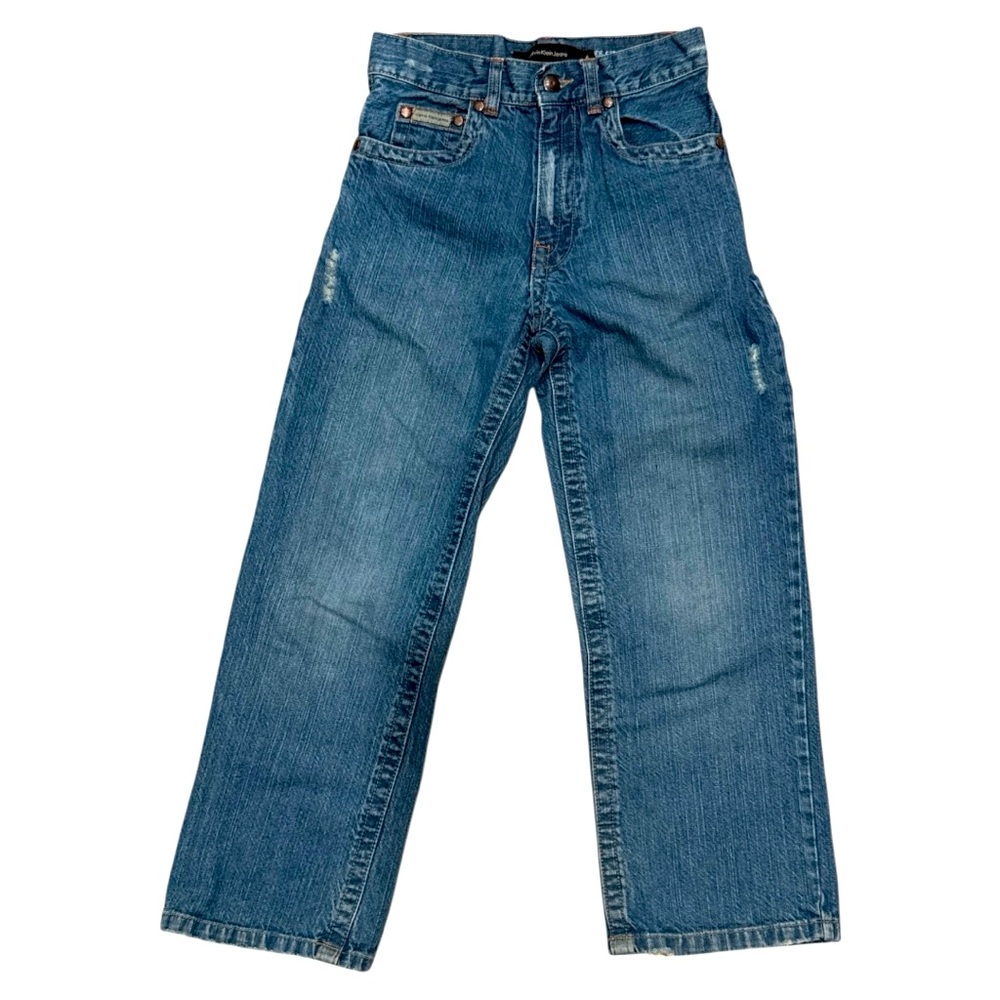 Stylish Calvin Klein Jeans wide straight leg distressed 100% cotton 8